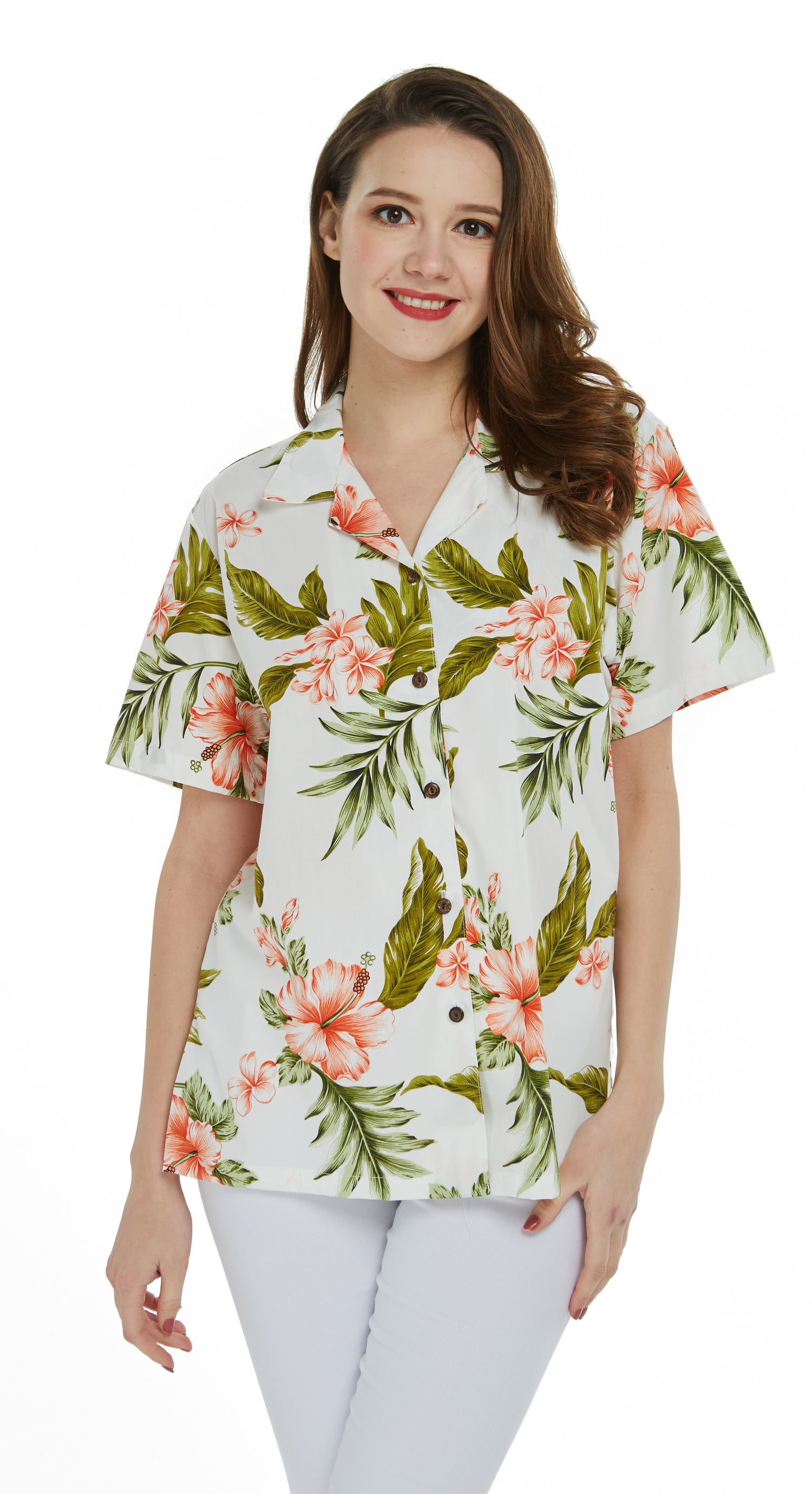 348-3156 Blue Pacific Legend Ladies Fitted Hawaiian Shirt