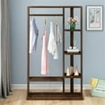thumbnail image 1 of Wisfor 5 Tier Bamboo Clothes Rail Rack Portable Open Wardrobe for Hanging Clothes Garment Rack Stand, 1 of 9