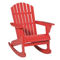Red Adirondack Rocking Chair - Slatted Wood, Ergonomic Design - Patio, Garden, Outdoor Furniture