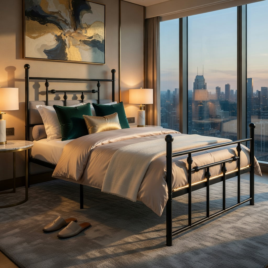 Barara King Bedroom Bed Frame, Bed Platform Frame,Full/Queen/Twin Size Heavy-duty Metal Bed Frame with Headboard-Twin Size
