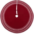 thumbnail image 2 of Fair Isle Knit Tree Skirt 48 Inch, Chunky Knitted Tree Collar for Country Rustic Christmas Decorations, Burgundy Red & Cream White, 2 of 5