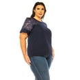 thumbnail image 2 of Women's Plus Size Classic Solid Top with Lace Accent - Casual and Elegant, 2 of 6