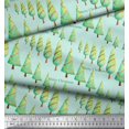thumbnail image 3 of Soimoi Green Modal Satin Fabric Text & Christmas Tree Print Sewing Fabric Yard 42 Inch Wide, 3 of 3