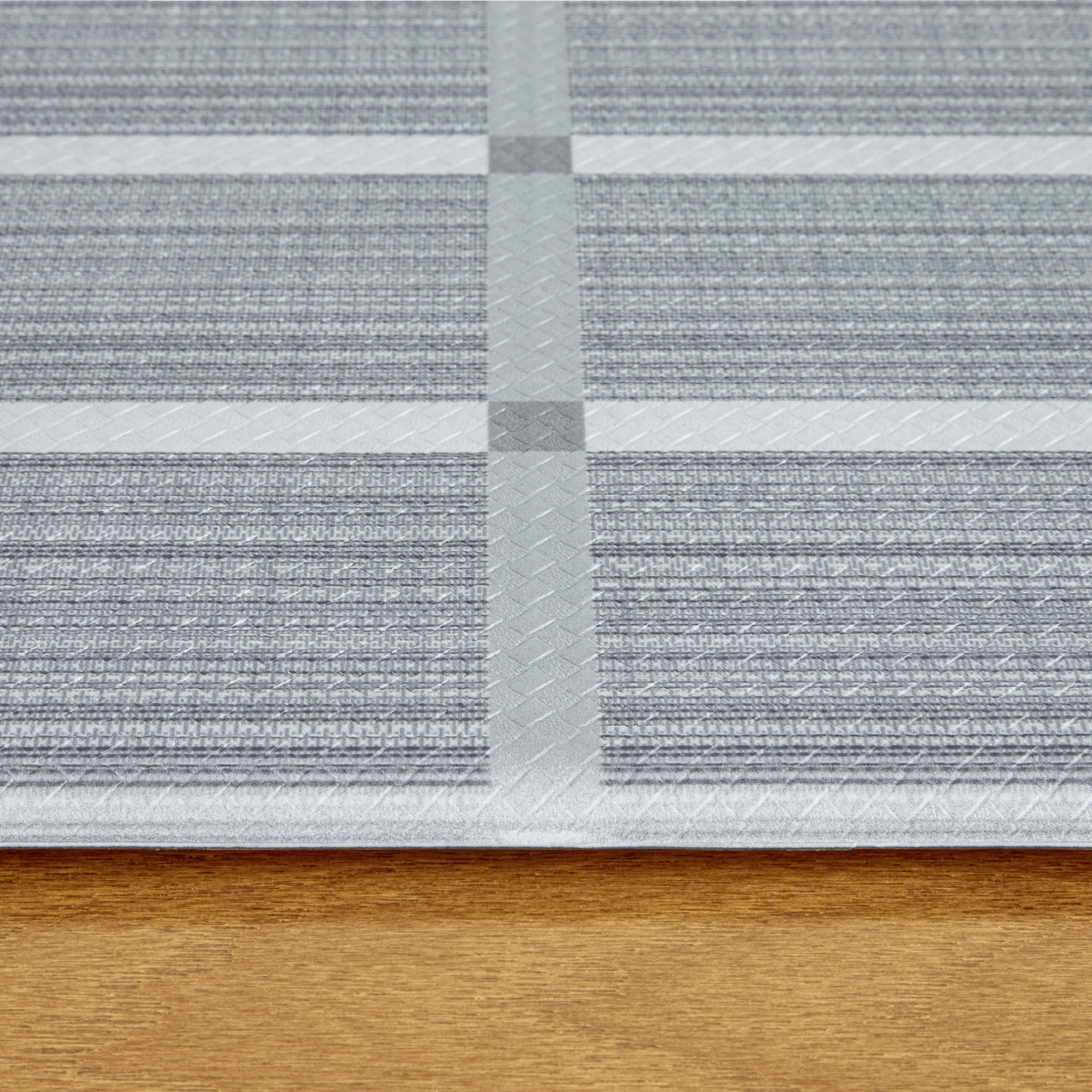 TOWN & COUNTRY BASICS Comfort Plus Windowpane Plaid Anti Fatigue Comfort Mat, Kitchen Runner Mat, Standing Desk Mat, Dorm Room Rug, Non-Slip Backing, Dark Grey, 18"x55"