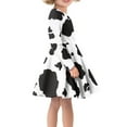 thumbnail image 2 of Suhoaziia Novelty Midi Skirt for Child Girls Size 11-12 Years Cow Stripes Graphic White Dress Comfortable Durable Jumpskirt Trendy Clothes with Sleeves, 2 of 7