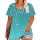 thumbnail image 2 of Camisetas Casuales de las Mujeres Más Tamaño V-Cuello Impresión Manga Corta Color Sólido Base de Verano Superior, Ligero para Diario, 2 of 9