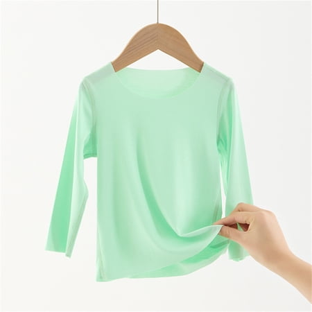 ATOGUTA Girls T Shirts Long Sleeve Shirts Kids Crewneck Soft Tunic Tops Basic Casual T-Shirts Green Size 2T-13