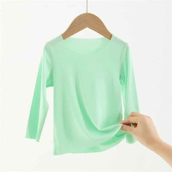 Bxsruta Pullover for Kids, Unisex Children's Long Sleeve Round Neck Base Shirt, Lightweight Polyester-Spandex Top