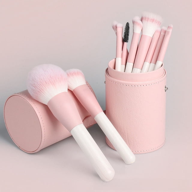 Cubo de almacenamiento de brochas de maquillaje Cubo de cuero con forma de nube verde y rosa Cubo de almacenamiento de brochas de maquillaje de PU Cubo de almacenamiento de brochas de maquillaje de
