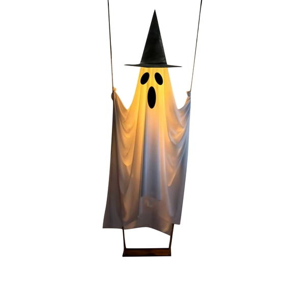 Large Hanging Swing Ghost Halloween Decor with Remote Control, Waterproof LED Light Up Ornament, 8 Lighting Modes Indoor Outdoor Yard Porch Haunted House Decoration