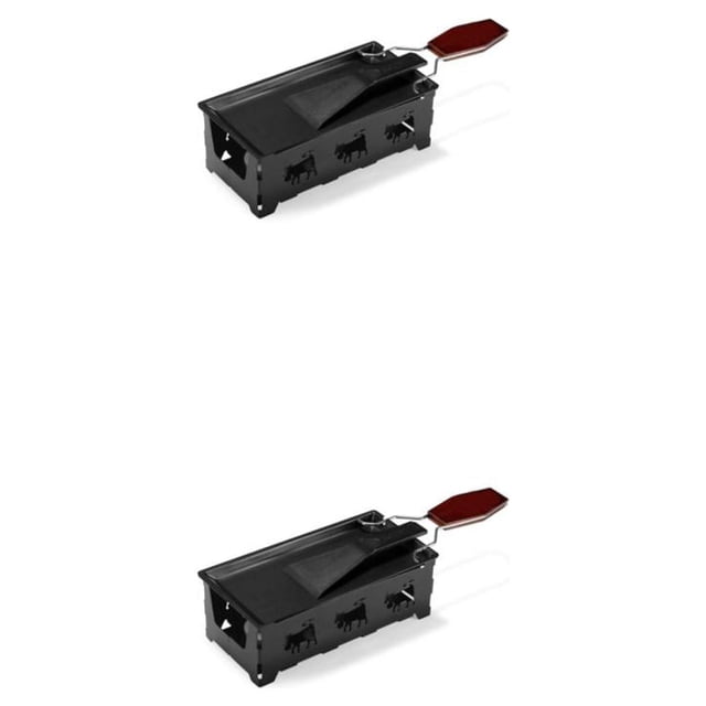 Advancent Juego de parrilla de acero inoxidable Antiadherente Mini portátil Antióxido Color sólido Carne de res BBQ Picnic Estufa para hornear Negro 2Conjunto