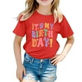 thumbnail image 1 of Fgnfyis Hauts à Manches Courtes pour Filles, T-Shirt Imprimé à Thème d'Anniversaire pour Filles, Fête pour Tout-Petits, Hauts d'Été Rouges 100, 1 of 3