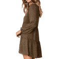 thumbnail image 3 of Vestido túnica de verano para mujer, cuello en V, informal, suelto, fluido, con vuelo, 3 of 5