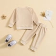 thumbnail image 4 of CAUYDY Child Fall Winter Outfits Set Infant Long Sleeve Shirt Joggers Pants Two Piece Newborn Casual Clothing 3 6 9 12 18 24 Months 3T 4T 5T Beige for Sizes 18-24 Months, 4 of 6