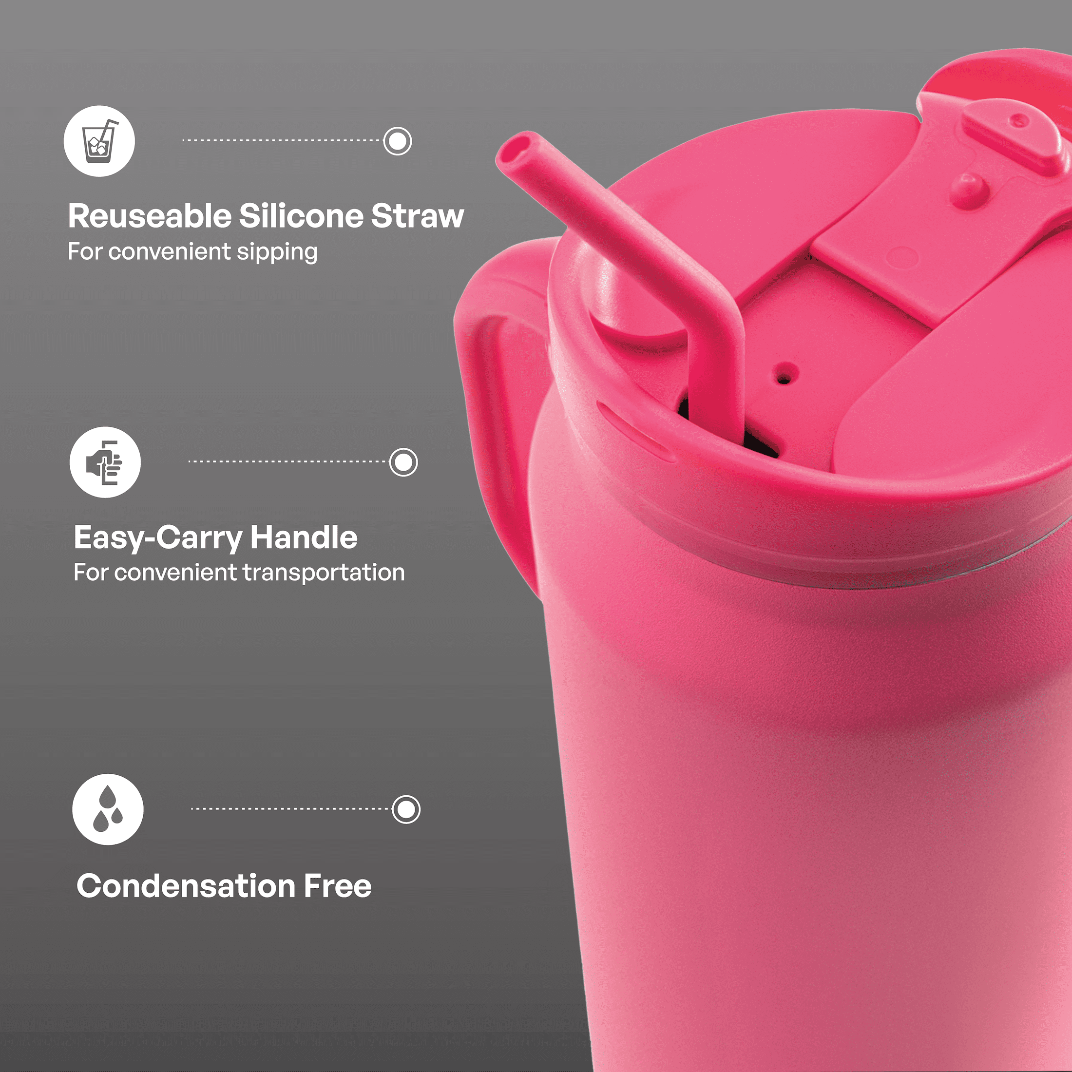 TAL 30oz Stainless Steel Basin Mug with Silicone Straw, Pink