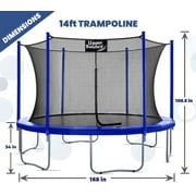 Machrus Upper Bounce 14 FT Round Trampoline Set with Safety Enclosure System - Backyard Trampoline - Outdoor Trampoline for Kids - Adults