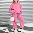 thumbnail image 6 of Enjoytime Girls Two Piece Set Long Sleeve Hooded Sweatshirt Pockets Sweatpants Outfits Fall Winter Soft Casual Sweatsuit Sets, 6 of 7