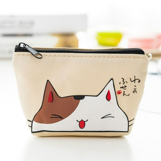 Xingzhi Cat Printed Coin Purses Cartoon Animal Card Holder Key Bag Mini Money Bag Card Holder Key Bag Small Wallets