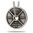 thumbnail image 2 of Women's Antique Finish High Relief Weight Plate Necklace-Phil 4:13 by Shields of Strength, 2 of 4