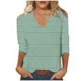 thumbnail image 1 of Blouses pour Femmes T-shirt Décontracté Imprimé Col en V Manches 3/4 Ample, 1 of 4