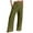 Olive Green, variant on Lovskoo Wide Leg Pants for Women Cotton and Linen Summer Solid Color Trendy Loose Casual Comfortable Elastic Waist Straight Leg Pants Olive Green