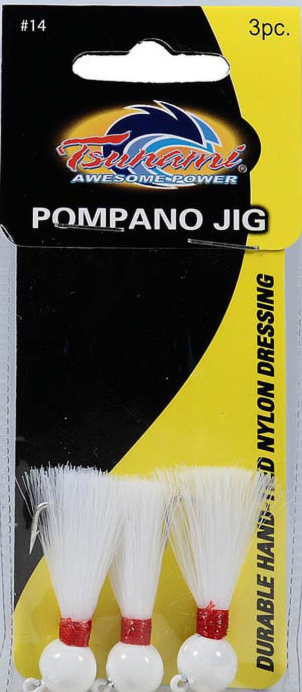 (3 pack) Tsunami Pompano Bucktail Fishing Jig 1/4 oz. – White
