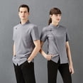 thumbnail image 4 of Uniforme de chef Delantal de cocina de verano de manga corta con bolsillos delanteros Trajes Carnicero Servidor Ropa Suministros para el hogar Absorbedores de humedad Gris 5XL sidaley LF000327-14, 4 of 7