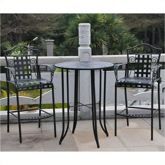 Pemberly Row 3-Piece Iron Patio Bar-height Bistro Set