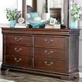 thumbnail image 3 of Furniture of America Ruben Traditional Solid Wood 6-Drawer Dresser in Cherry, 3 of 6