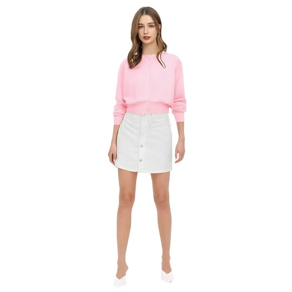 Women'S Casual Solid Color Wool Knit Breasted Cardigan Short Jacket Sweater Top 2 Women'S Cardigan