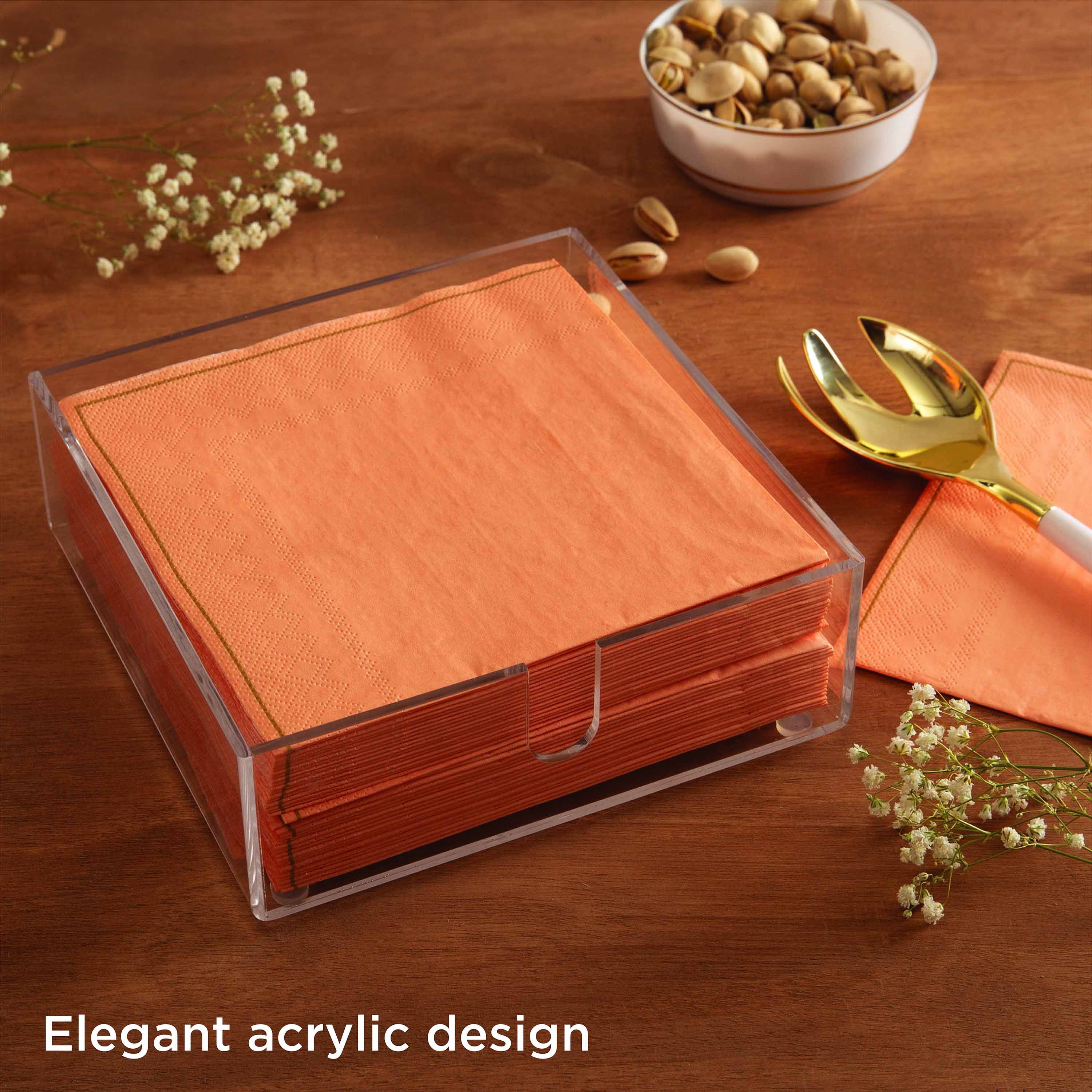 Luxe Party Acrylic Lunch Napkin Holder in Clear, 2.44" x 7.09" x 7.09"