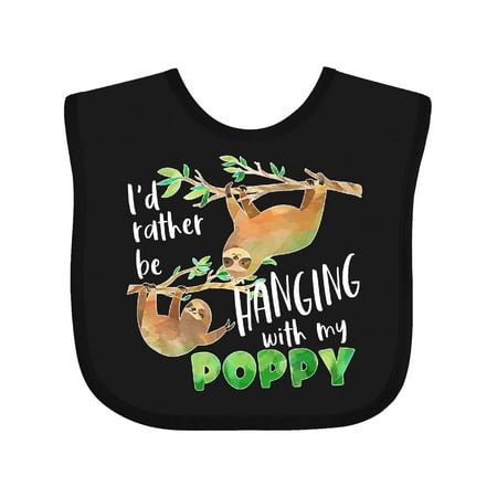 

Inktastic I d Rather Be Hanging with My Poppy- Cute Sloths Gift Baby Boy or Baby Girl Bib