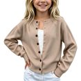 thumbnail image 6 of Mooqilaa Girls Cardigan Sweater, Ribbed Knit Button Front Casual Long Sleeve Fall Winter Cardigans Size 14-15 Years Khaki, 6 of 6