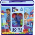 thumbnail image 6 of MEGA BLOKS 80-piece Big Building Bag Blocks for Toddlers 1-3, Blue, 6 of 6