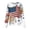 White, variant on US 250th Anniverasry Scrub Jacket for Women 4th Of July Long Sleeve Snap Front Patriotic National Flag Floral Printed Nursing Uniforms