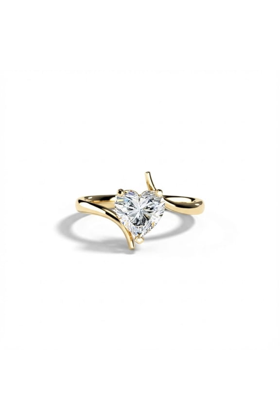 14k Yellow Gold Plated Moissanite Toi et Moi Ring Double Heart Cut Two Stone Engagement Ring for Women