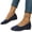Dark Blue, variant on HTHLVMD Suede Wedge Heel Flats, Elegant Lightweight Anti-Slip Low Heel Wedge Loafers for Women, Comfortable Business Office Work Shoes, Round Toe Slip-On Wedge Pumps, Black 5.5
