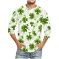thumbnail image 1 of Blusas y camisas de manga corta y cuello redondo para hombre. Blusas casuales de manga 3/4 con cuello redondo y estampado a la moda para hombre. Blusas de poliéster para tiempo libre., 1 of 4