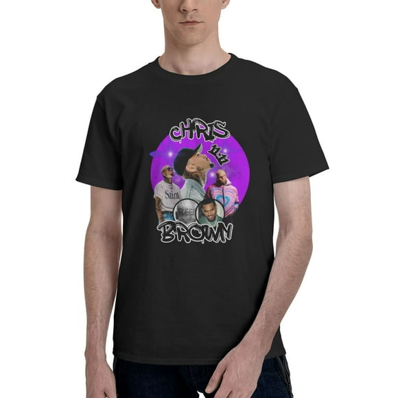 Chris Brown Breezy Bowl XX Men's Cotton T-Shirt Short Sleeve Crew Neck Tee Shirts Casual Solid Tops