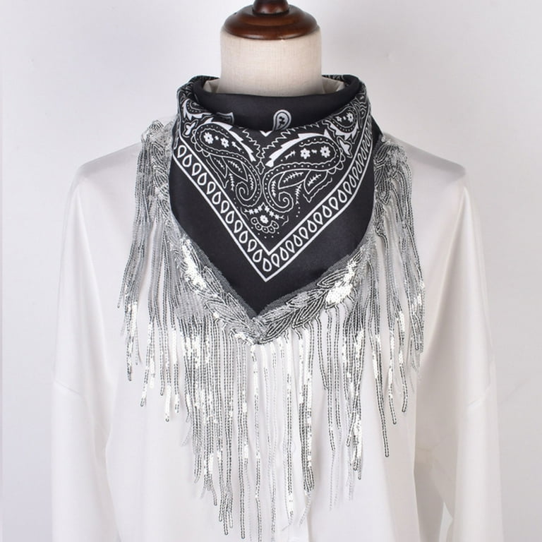 GANYKQ Fringed Rhinestones Bandana & Weatern Hat,Discos