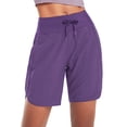 thumbnail image 2 of BALEAF Women's 7" Athletic Long Running Shorts Workout Gym Quick Dry Hiking Shorts High Waisted Zipper Pocket Purple XL, 2 of 6