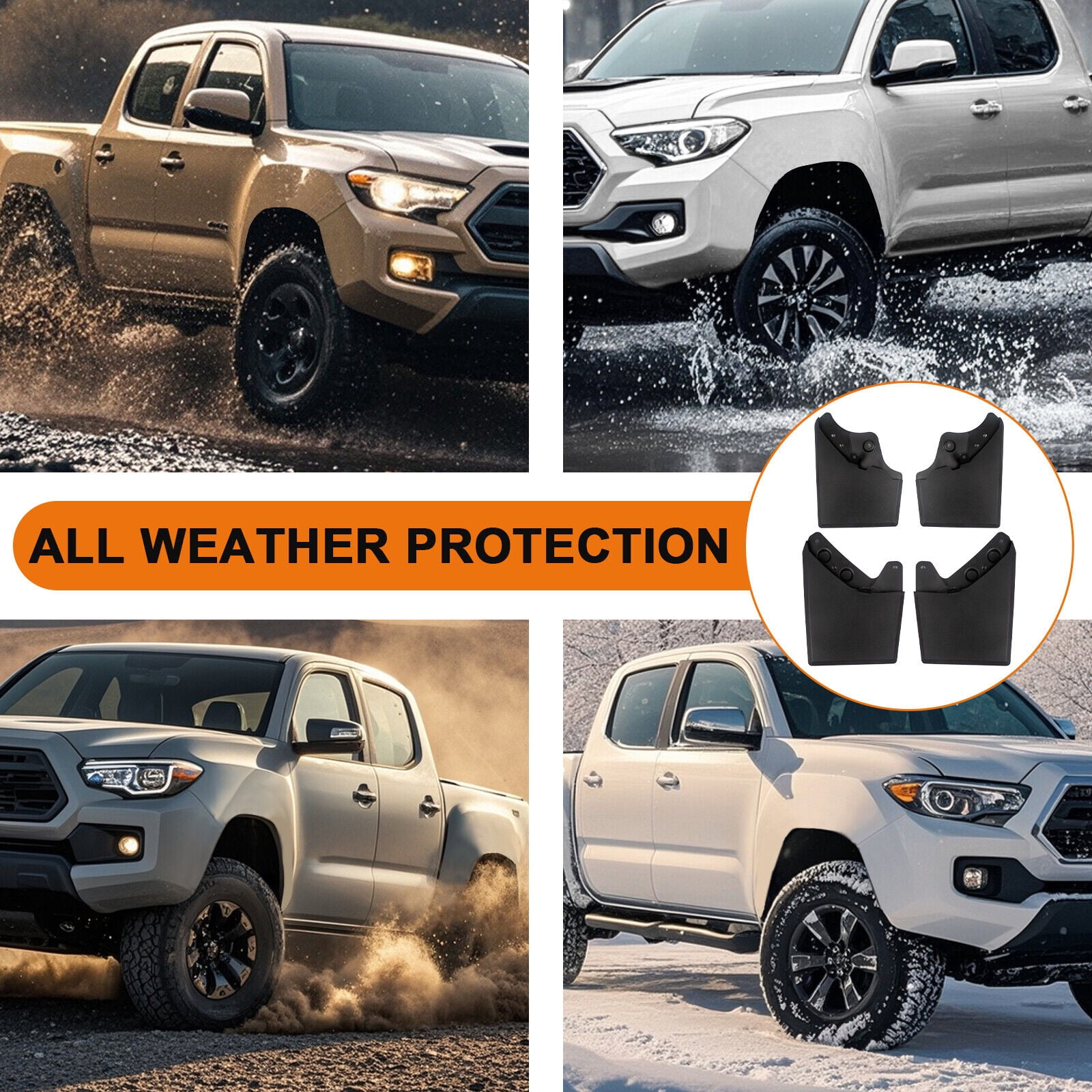 4PCS Front & Rear Mud Flaps & Splash Guards Customed For Toyota Tacoma 2024-2025 Upgrade Fender Mudguards Exterior Accessories