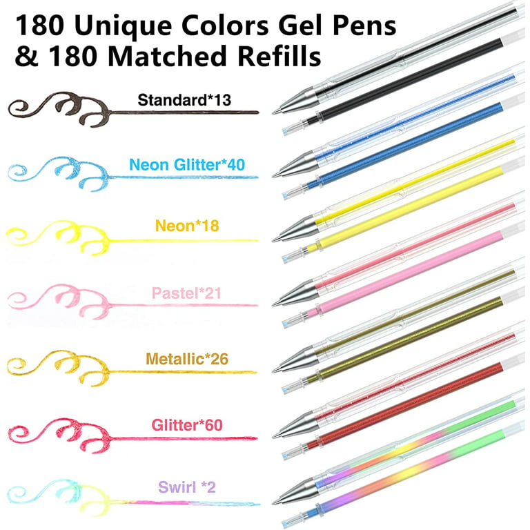  Gel Pens, Shuttle Art 180 Pack Gel Pens Set, 12 Assorted  Colors Bulk Classroom Pack for Adults Coloring Books Drawing Doodling  Crafts Journaling : Arts, Crafts & Sewing