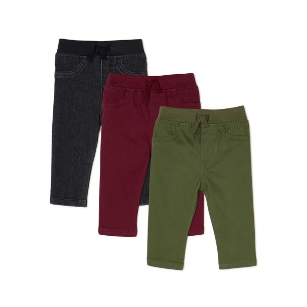 Garanimals Baby Boy Twill & Denim Pants, 3Pack