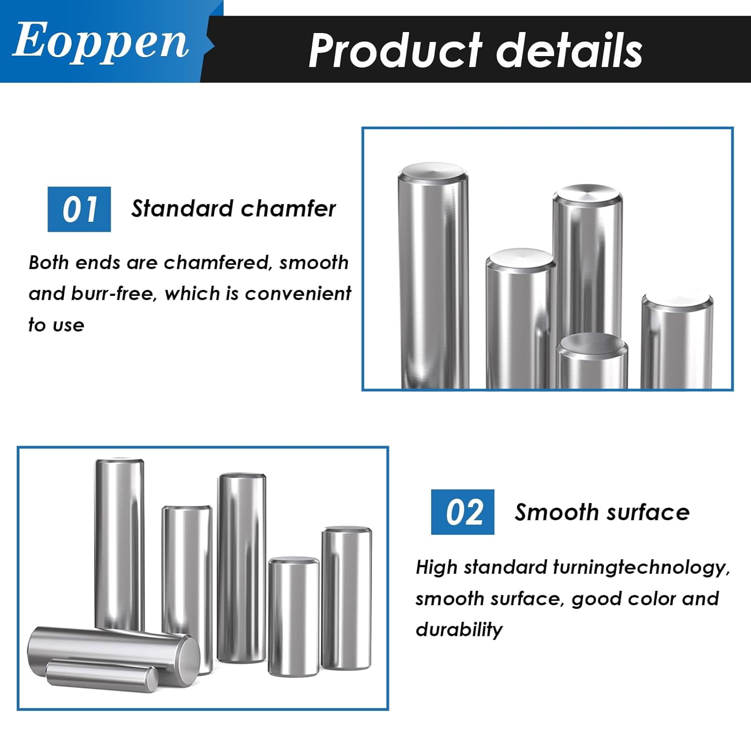 220Pcs 304 Stainless Steel Dowel Pin - 22 Sizes M2 M3 M4 M5 Cylindrical Shelf Support Pin Fasten Elements Assortment Kit