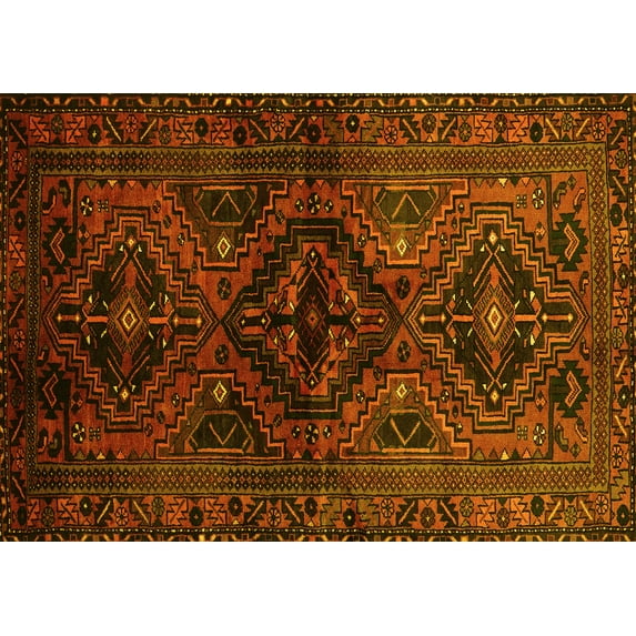 Ahgly Company Machine Washable Indoor Rectangle Persian Yellow Traditional Area Rugs, 6' x 9'