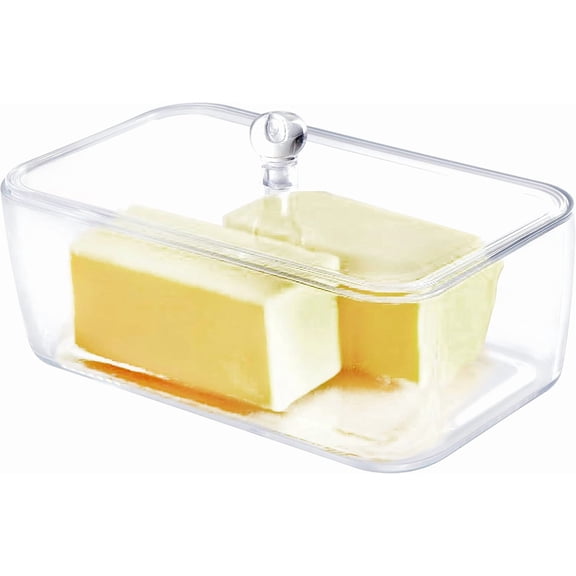 Youngever Plastic Butter Keeper, Reusable Clear Butter Dish, Butter Container with Lid