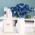 thumbnail image 3 of Morttic 12Pcs Gradient Blue Roses Artificial Flowers, Realistic Single Stem Flowers Silk Rose Bouquet for Wedding Party Office Home Decor (Gradient Blue), 3 of 7
