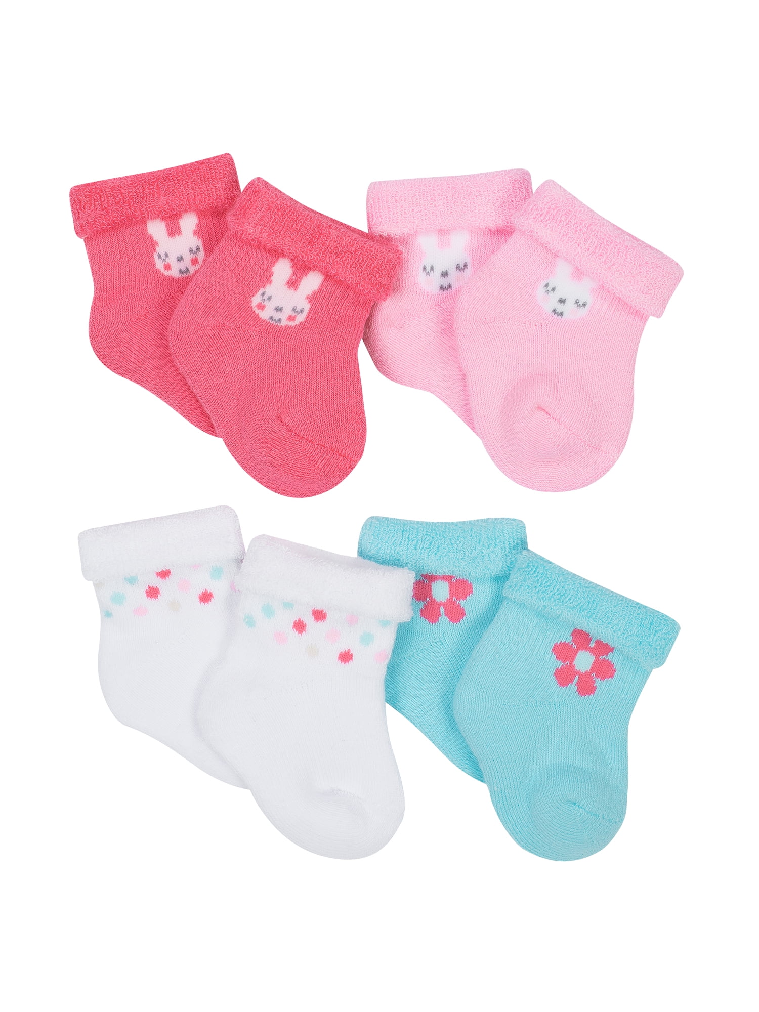 Gerber Infant Girls Socks, 4 Pack