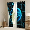 thumbnail image 3 of Erosebridal Ball Games Curtains for Living Room,Basketball Sport Curtains for Living Room,Blue Neon Light Ombre Geometry Curtains and Drapes (42x84),Super Cozy Room Decoration, 3 of 7